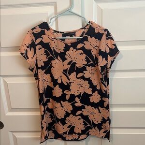 The Limited Navy and Pink Floral Blouse